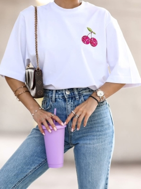 T-shirt CHERRY biały