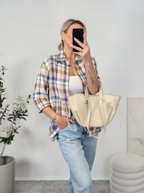 Koszula w kratkę róż/jeans