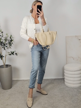 Sweterek WARKOCZ na guziki ecru