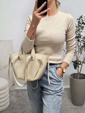 Bluzka prążkowana ARIEN beż melanż