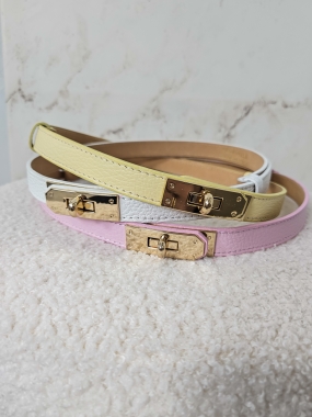 Pasek skórzany regulowany ERMES żółty