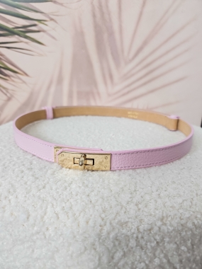 Pasek skórzany regulowany ERMES różowy 