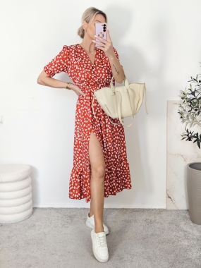 Sukienka AIDA czerwona w białe kwiatuszki