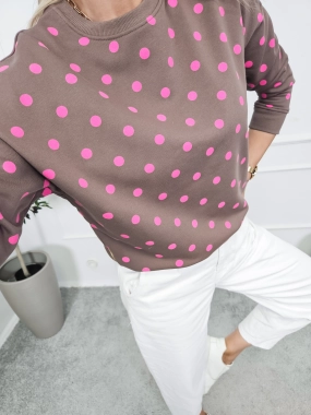 Bluza GROSZKI mokka /fuksja