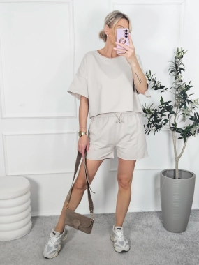 Komplet dresowy CITY short beżowy